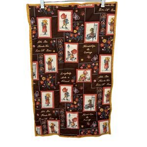 VTG 1970's Handmade HOLLY HOBBIE Pink Gingham Coverlet Quilt Blanket 46”x 54”